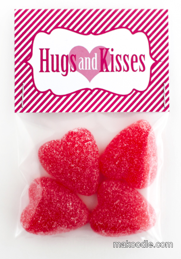 Hugs & Kisses DIY Valentine's Day Treat Bag Toppers