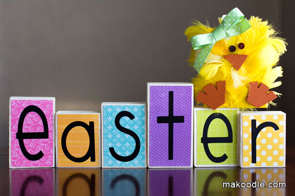 Easter Wooden Blocks and Easter Chick
