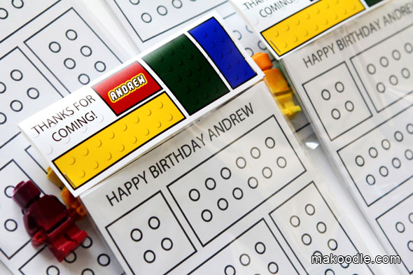 Lego crayon party favor for Lego themed birthday party