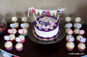 Polka Dot Birthday Cake and Cupcakes