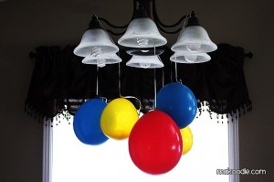 Hanging Balloons from Chandalier