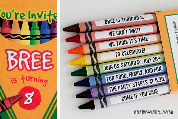 Crayon Birthday Party Invitation
