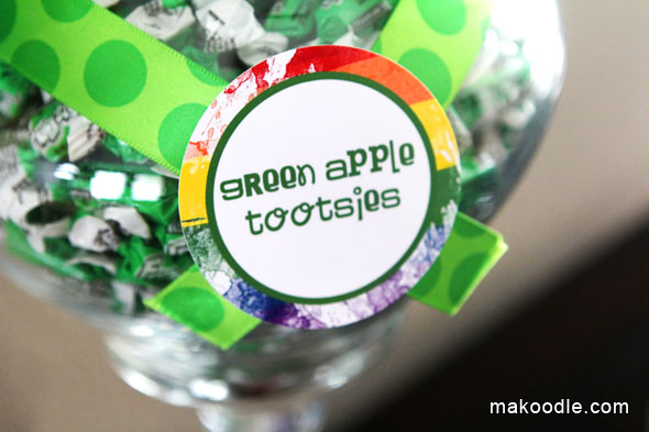 Green Apple Tootsies for Candy Buffet