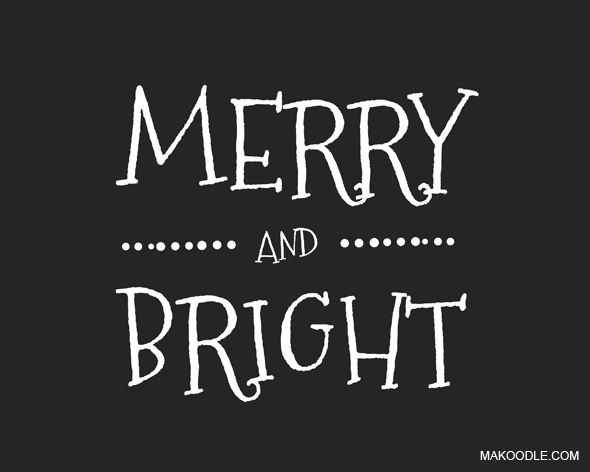 Merry & Bright Printable Free Christmas Printable Decoration from Makoodle.com