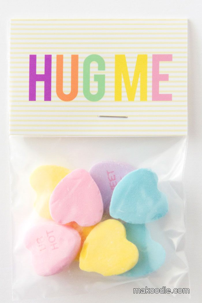 Hug Me - Conversation Heart Valentine's Day Printable - Makoodle.com