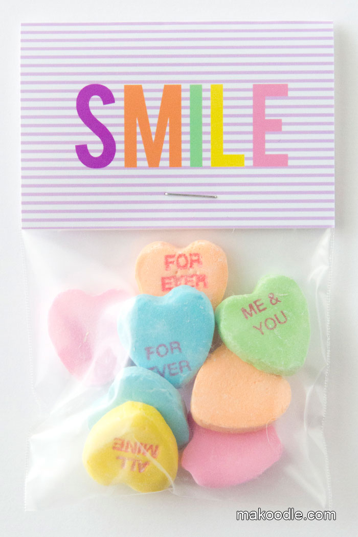 Smile - Conversation Heart Valentine's Day Printable - Makoodle.com
