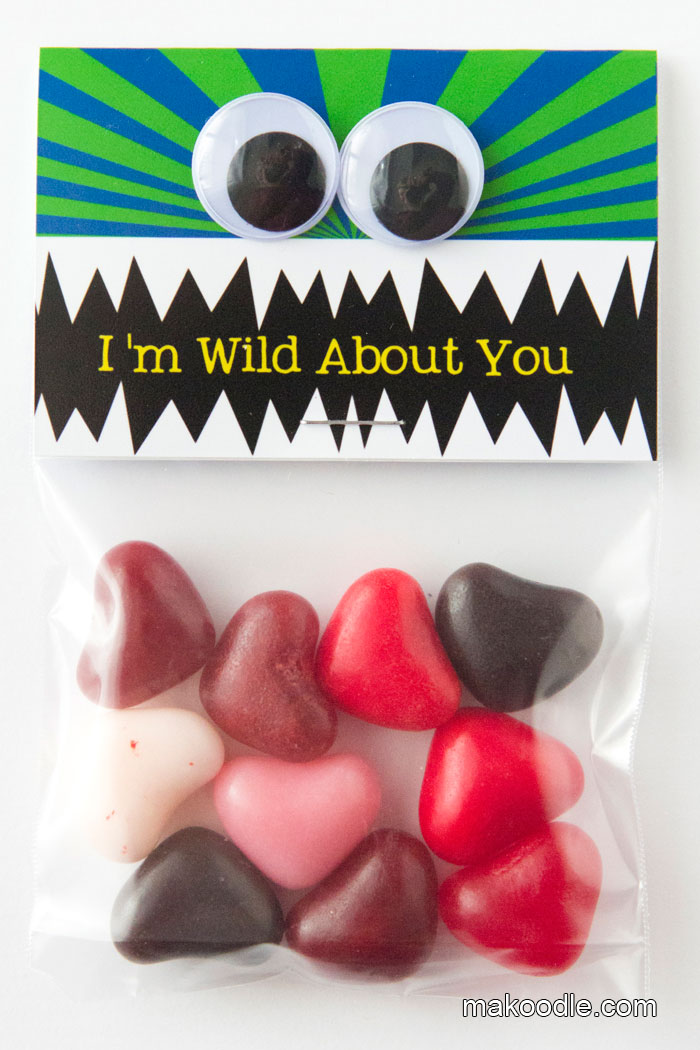 Valentine's for Boys - Googly Eye Wild About You Monster for Valentine's Day - Free Printable - Makoodle.com